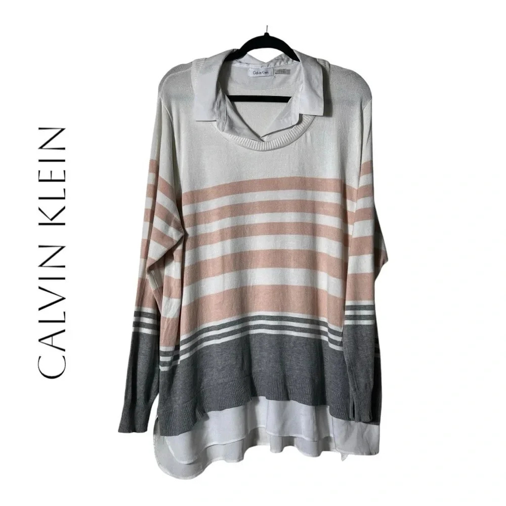 2023. CALVIN KLEIN LONG SLEEVE SWEATER WITH APPEARS TO BE A UNDER‎ SHIRT BUT 1PC
